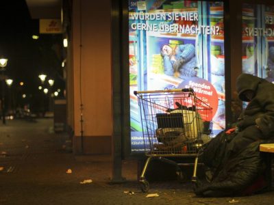 Ein Obdachloser in Berlin,