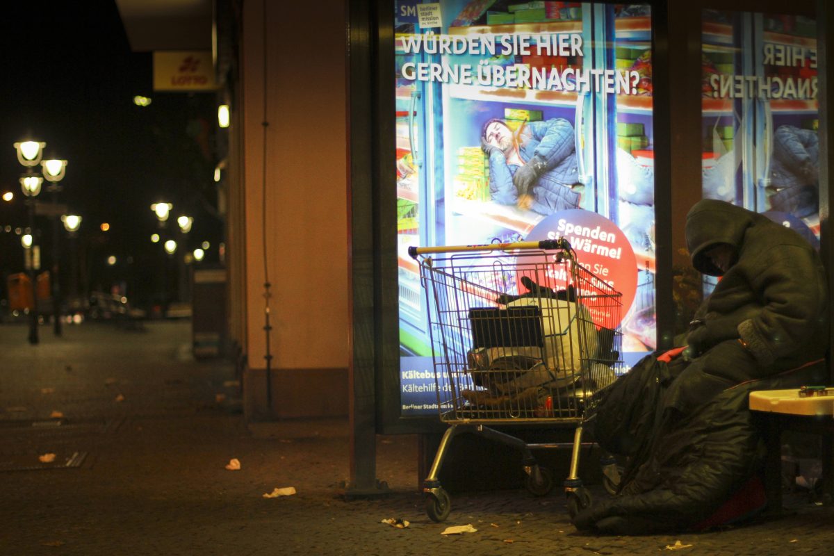 Ein Obdachloser in Berlin,