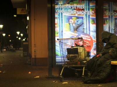 Ein Obdachloser in Berlin,
