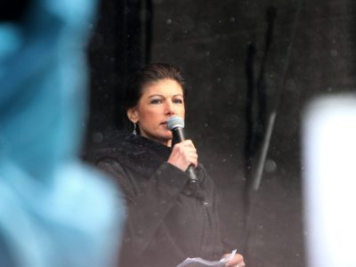 Demos in Berlin. Sahra Wagenknecht.
