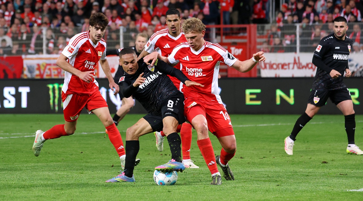 Leopold Querfeld von Union Berlin beim Spiel gegen den VfB Stuttgart.
