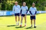 Drei Spieler von Hertha BSC beim Mannschaftstraining.